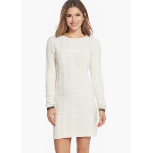 BARBOUR | Cream White Winter Tartan Etal Cable Knit
Sweater Dress Sz. 16